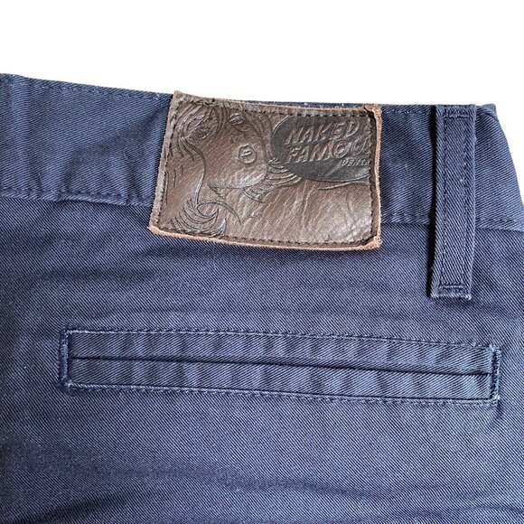 Naked & Famous Pants Mens 30x32 Slim Straight Chino Stretch Navy Blue - Picture 4 of 6